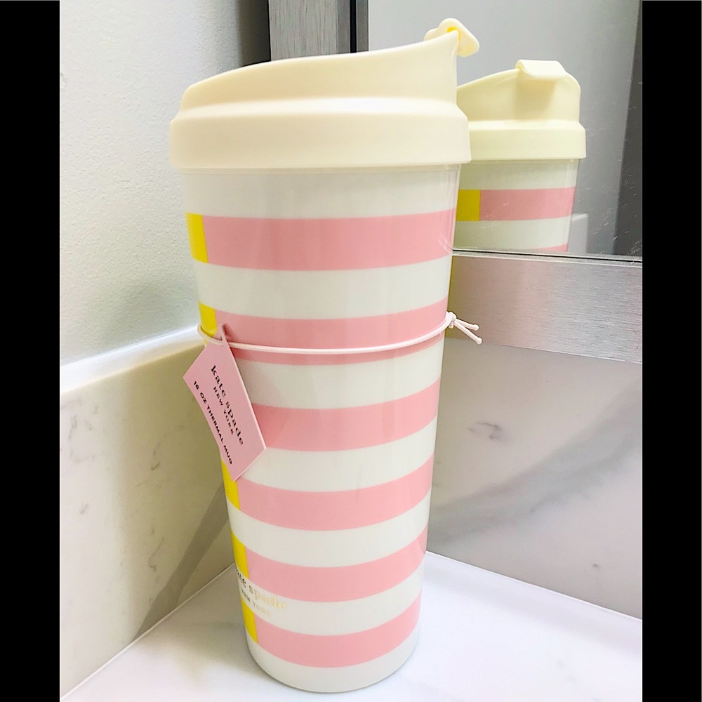 🆕🔥RARE KATE ♠️SPADE 16 FL OZ.SUPER CUTE&REALLY BEAUTIFUL 2TONE STRIPED TUMBLER - Picture 6 of 16